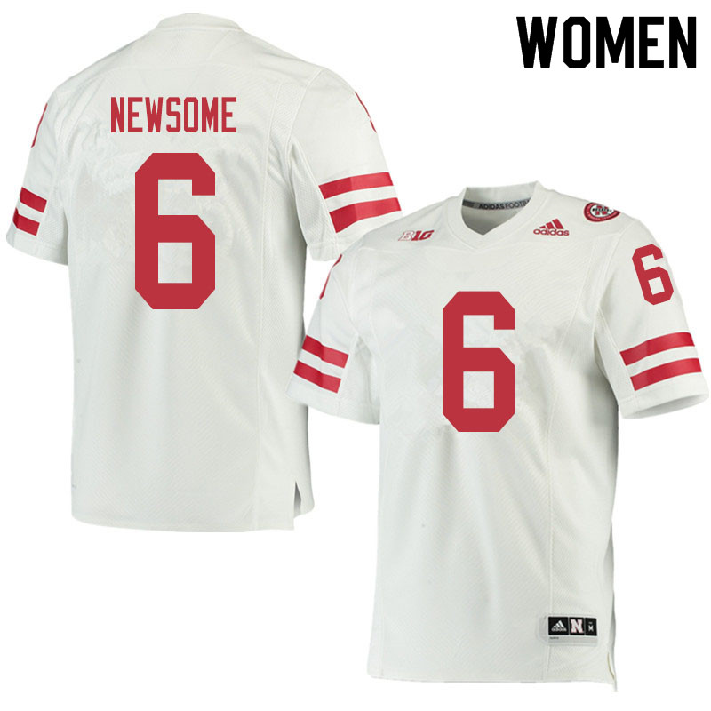 Women #6 Quinton Newsome Nebraska Cornhuskers College Football Jerseys Sale-White - Click Image to Close